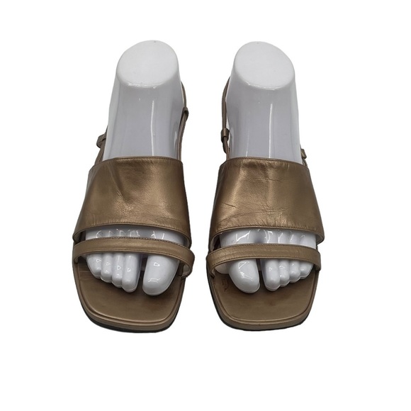 Nine West Gold Effie Block Heel Sandals Size 8 Women’s - Picture 3 of 11